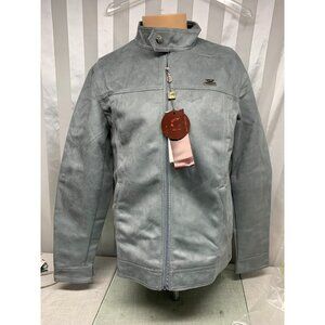 New R Rosso Black & Gold Suede Leather Jacket Zip Gray Up Medium NWT Italy